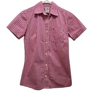 EUC Carhartt Women's Size S Pink Gingham Plaid Pocketed Button Down Shirt